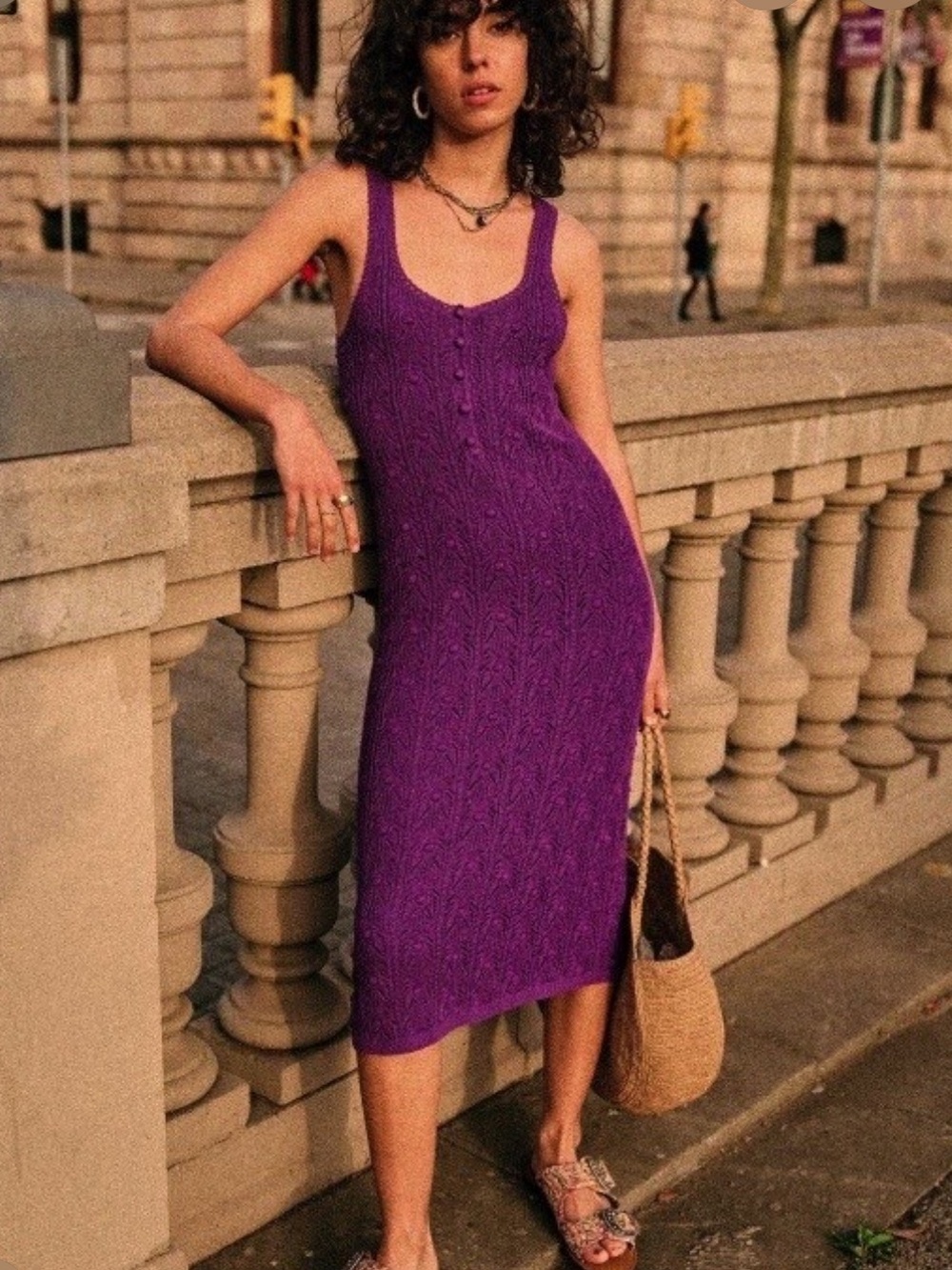 Sézane Salma Purple Knit Midi Dress - size Small - Picture 2 of 9